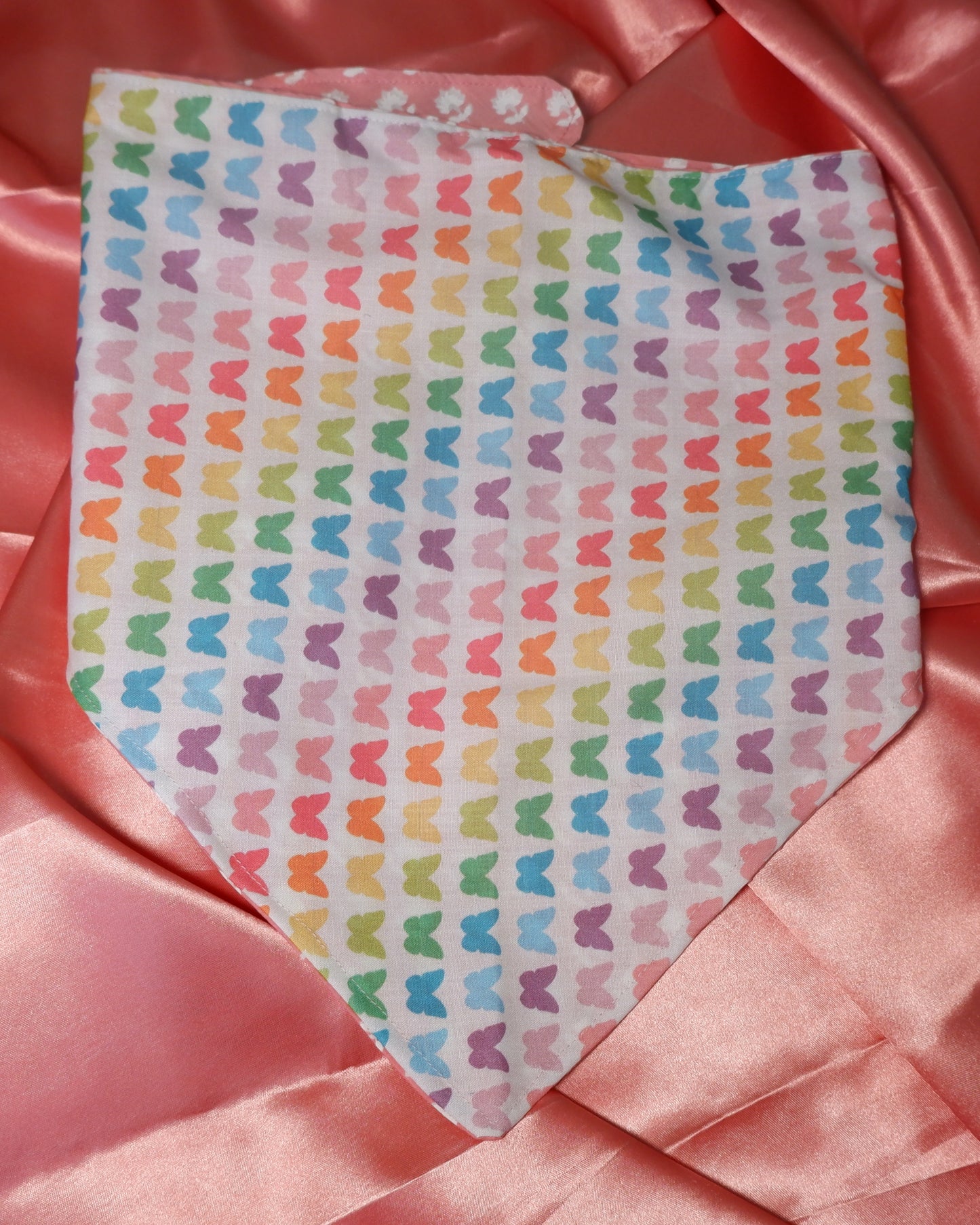 Pixie Woofs Multi-Colour Butterfly/Flower Double Sided Pet Scarf Bandana for Pet/Paw-Babies