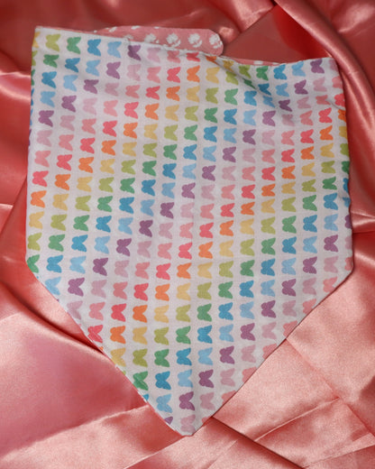 Pixie Woofs Multi-Colour Butterfly/Flower Double Sided Pet Scarf Bandana for Pet/Paw-Babies